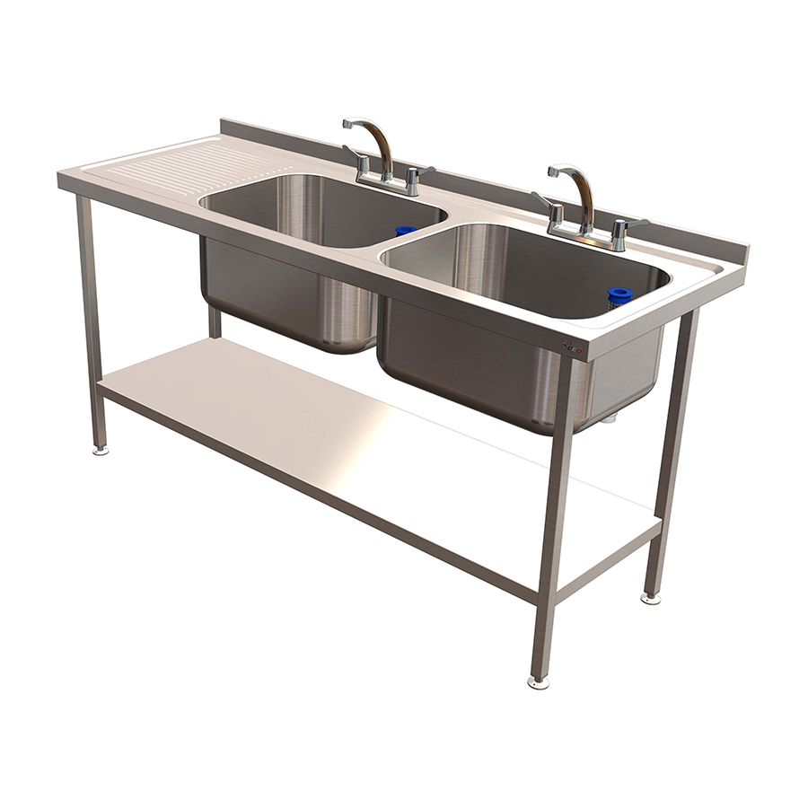 Quick Service Double Bowl Sink w.LH Drain 1800x650mm