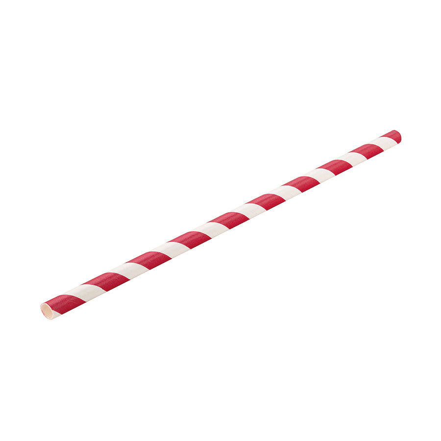 Paper Red Stripe Straw 8 inch