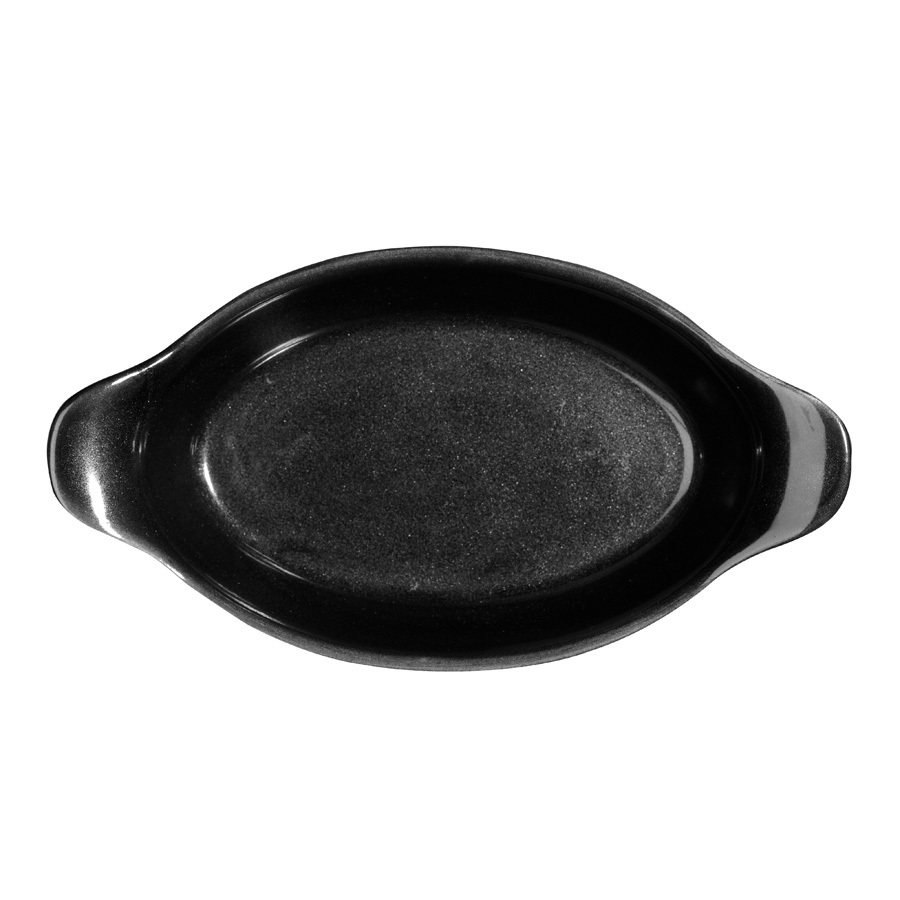 Churchill Cookware Vitrified Porcelain Metallic Black Round Eared Dish 21.5x17.5cm 59cl