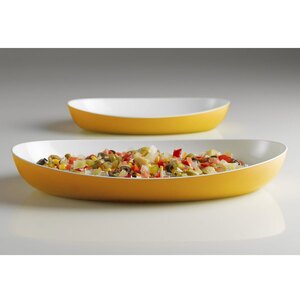 Harfield Display Acrylic Yellow and White Oval Server Plate 28x17cm