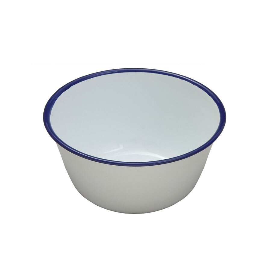 Round Pudding Basin - White Enamel On Steel 14cm