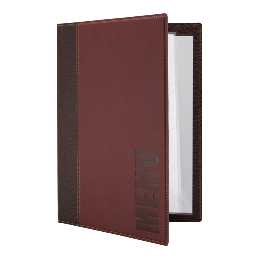 Trendy Leather Style A4 Menu Holder Wine Red