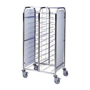 Tray Clearing Trolley - 2 x 12 Tray - Black Frame