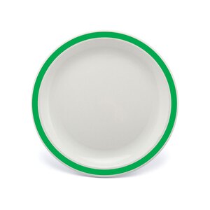 Harfield Duo Polycarbonate White Round Narrow Emerald Green Rim Plate 23cm