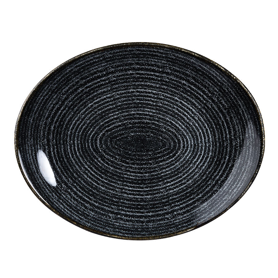 Churchill Studio Prints Homespun Vitrified Porcelain Black Oval Coupe Plate 27x22.9cm