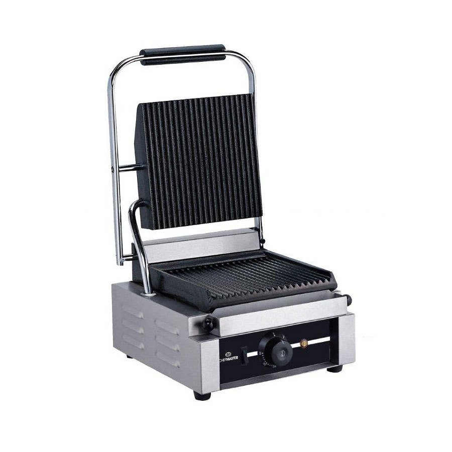 Chefmaster Contact Grill - Single - Ribbed top plate / Ribbed bottom plate
