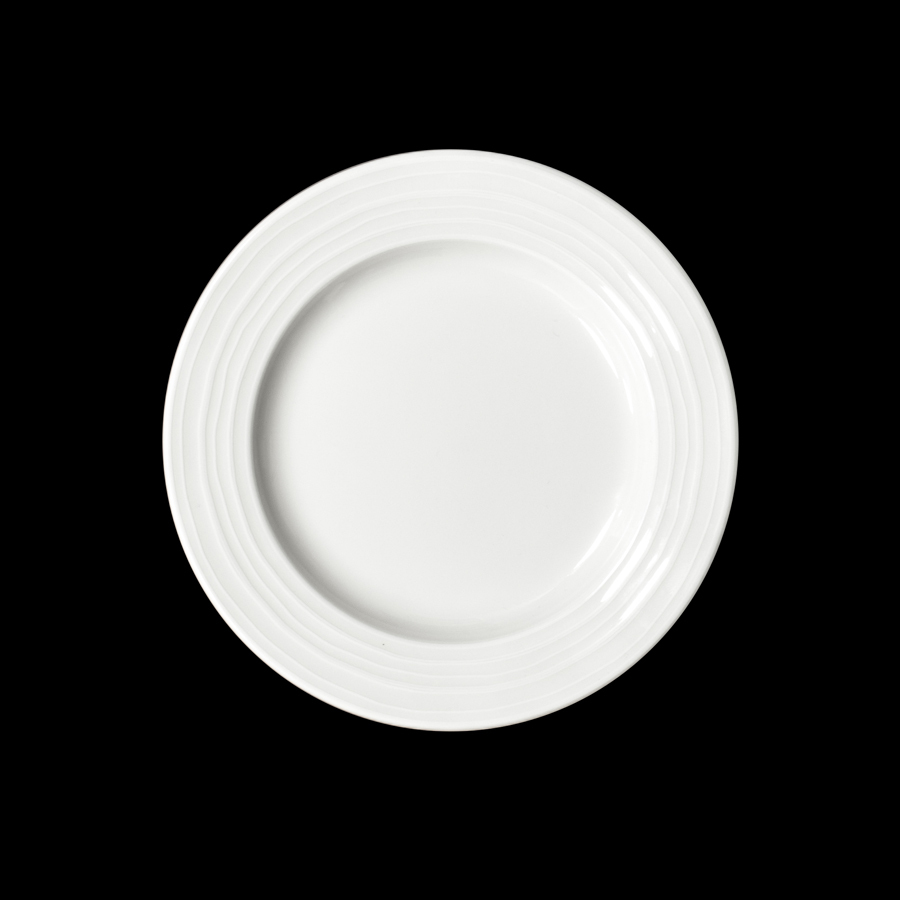 Crème Rousseau Vitrified Porcelain White Round Rim Plate 17cm
