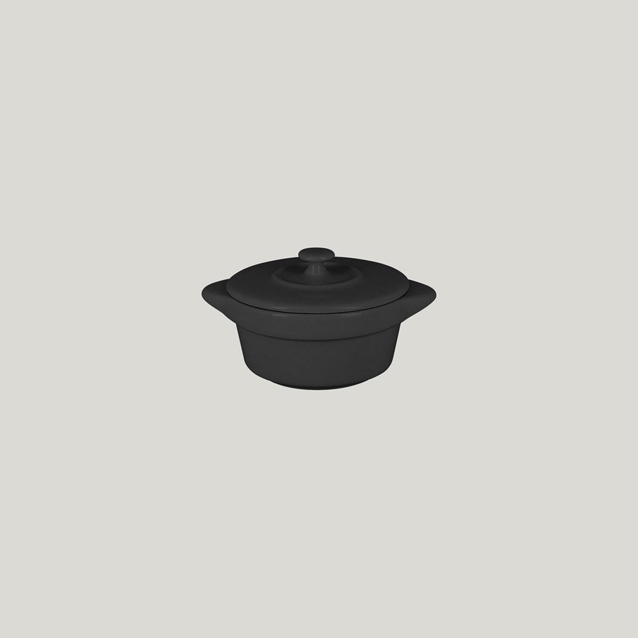 Rak Chef's Fusion Vitrified Porcelain Black Mini Cocotte & Lid 8.5x6cm 11.2cl