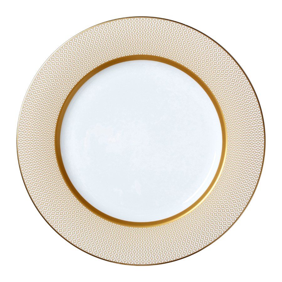 William Edwards Diamond Bone China White & Gold Round Classic Plate 30cm