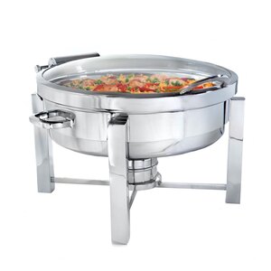D.W. Haber Tower 18/10 Stainless Steel Round Hinged Glass Lid Chafer 7.5 Litre
