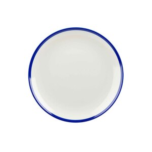 Churchill Retro Blue Vitrified Porcelain White Round Medium Coupe Plate 21.7cm