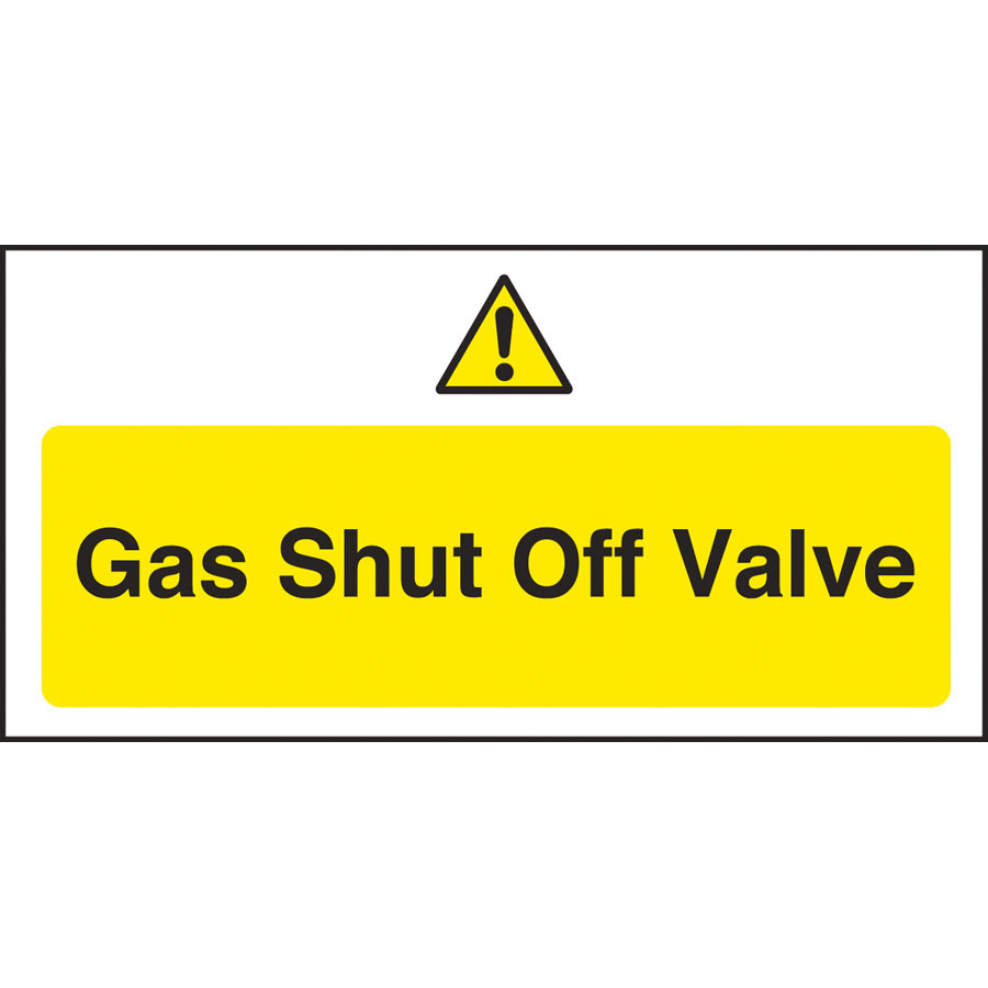 Mileta Warning Sign Self Adhesive Vinyl  - Gas Shut Off Valve 20 x 10cm