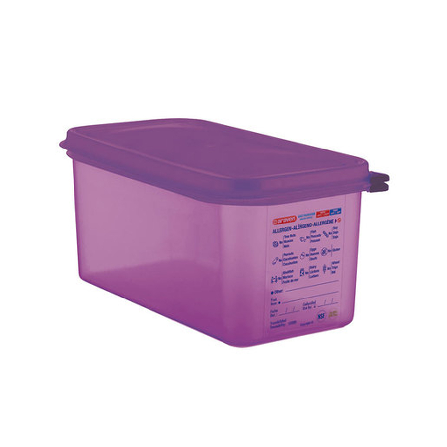 Araven Allergen Airtight Container Gastronorm 1/3 x 150mm Purple Polypropylene With ColourClips and Label