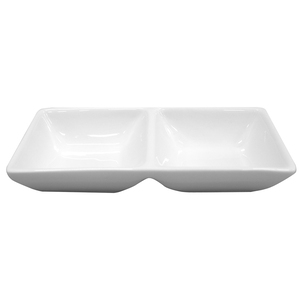Rak Minimax Vitrified Porcelain White Rectangular Twin Sauce Bowl 14.5x7x3cm