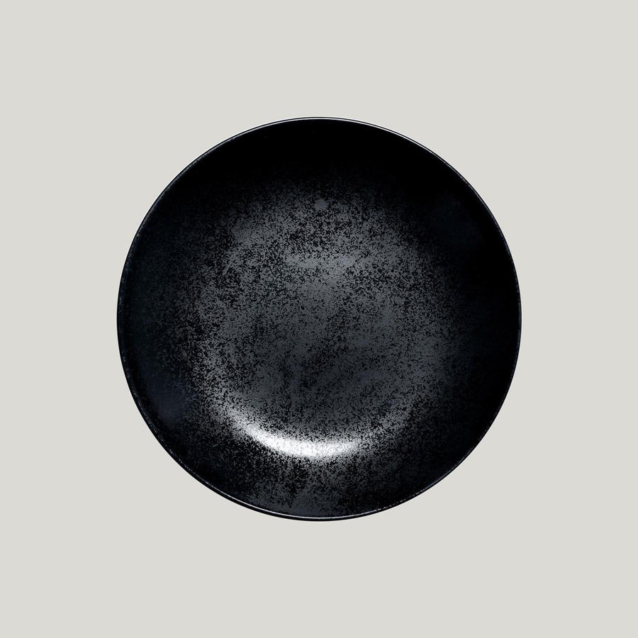 Rak Karbon Vitrified Porcelain Black Round Deep Coupe Plate 26cm
