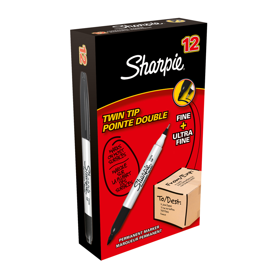 Sharpie Twin Tip Permanent Marker Black Fine & Ultra Fine
