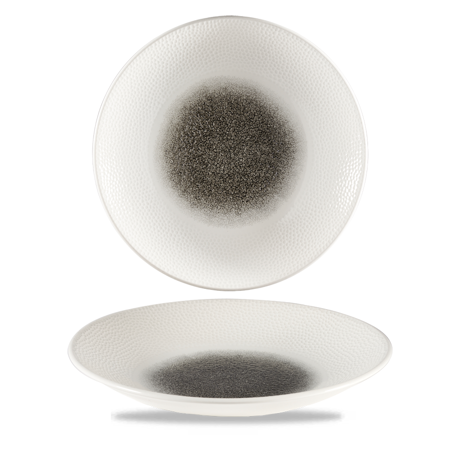 Churchill Isla Vitrified Porcelain Raku Quartz Black Round Deep Coupe Plate 28.1cm 11 Inch