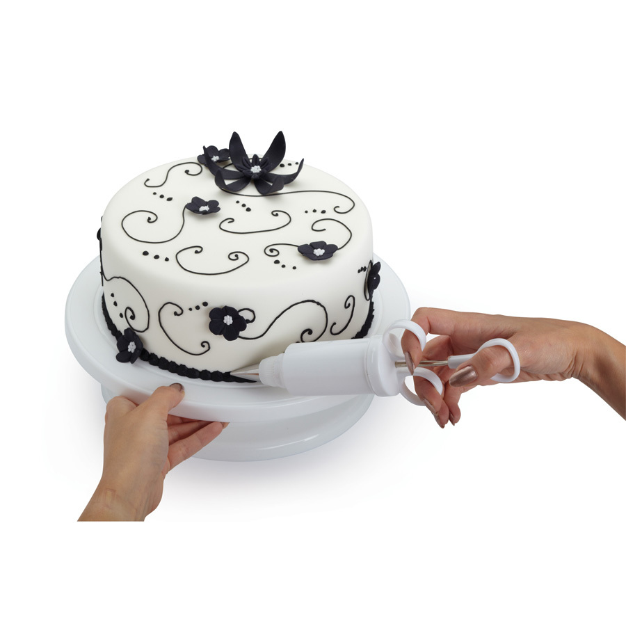 KitchenCraft White Plastic Revolving Cake Decorating Turntable 28cm