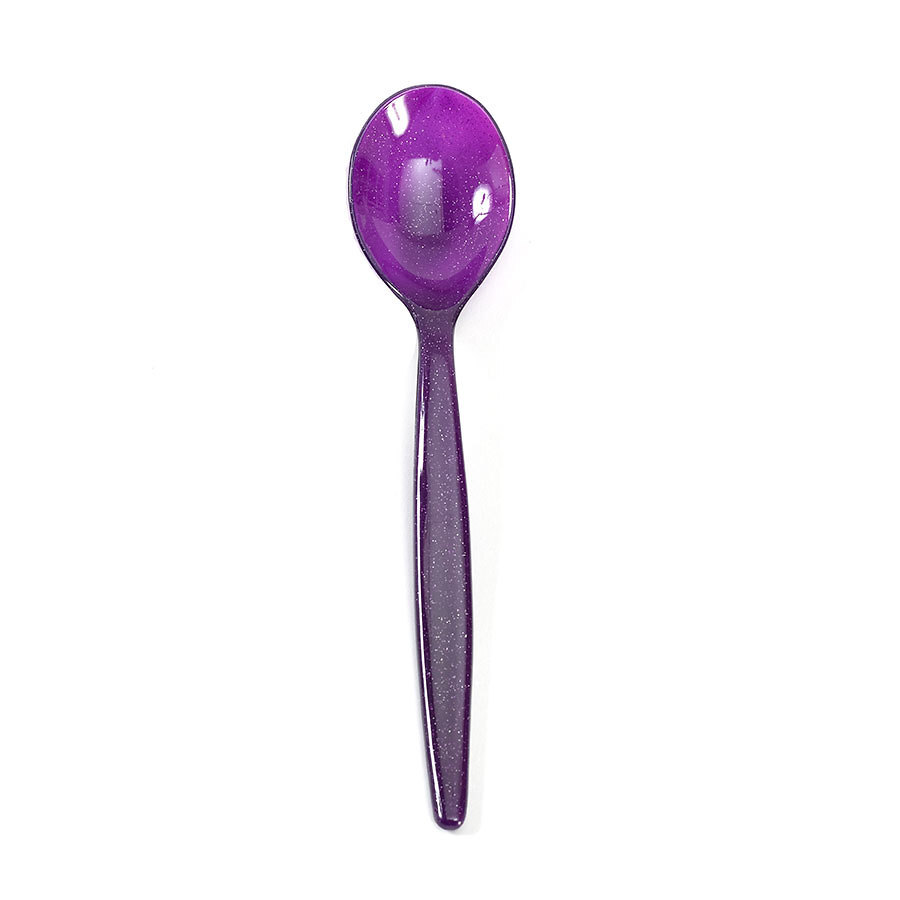 Poly Dessert Spoon Standard 20cm Purple Sparkle