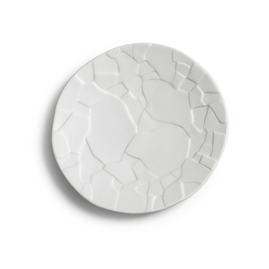 Pordamsa Trencadis Porcelain Matte White Round Plate 16cm