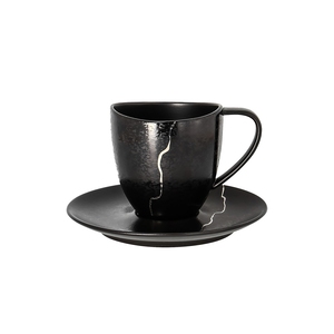 Rak Knitzoo Vitrified Porcelain Dark Grey Coffee Cup With Silver Stitch 23cl
