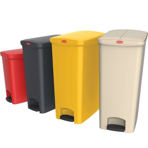 Trust Svelte® Step-On Containers With Side Pedal Red HDPE 90ltr 37.9x60.1x81.2 cm