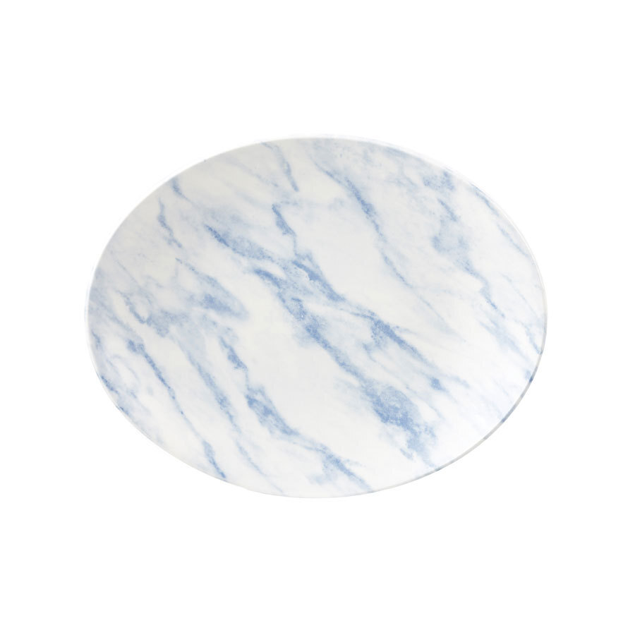 Textured Prints Blue Marble Oval Plate 31.7cm