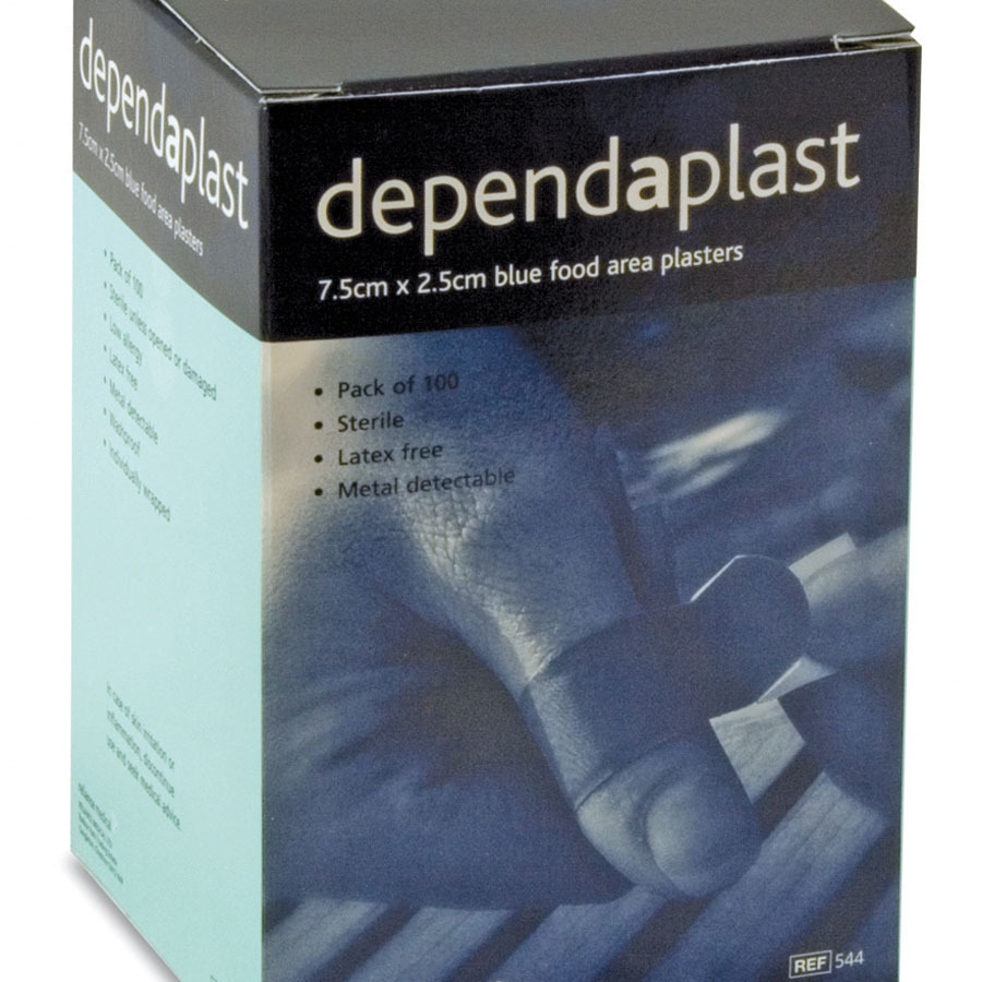 Dependaplast Blue Food Area Plasters 7.5cm x 5cm Box 50