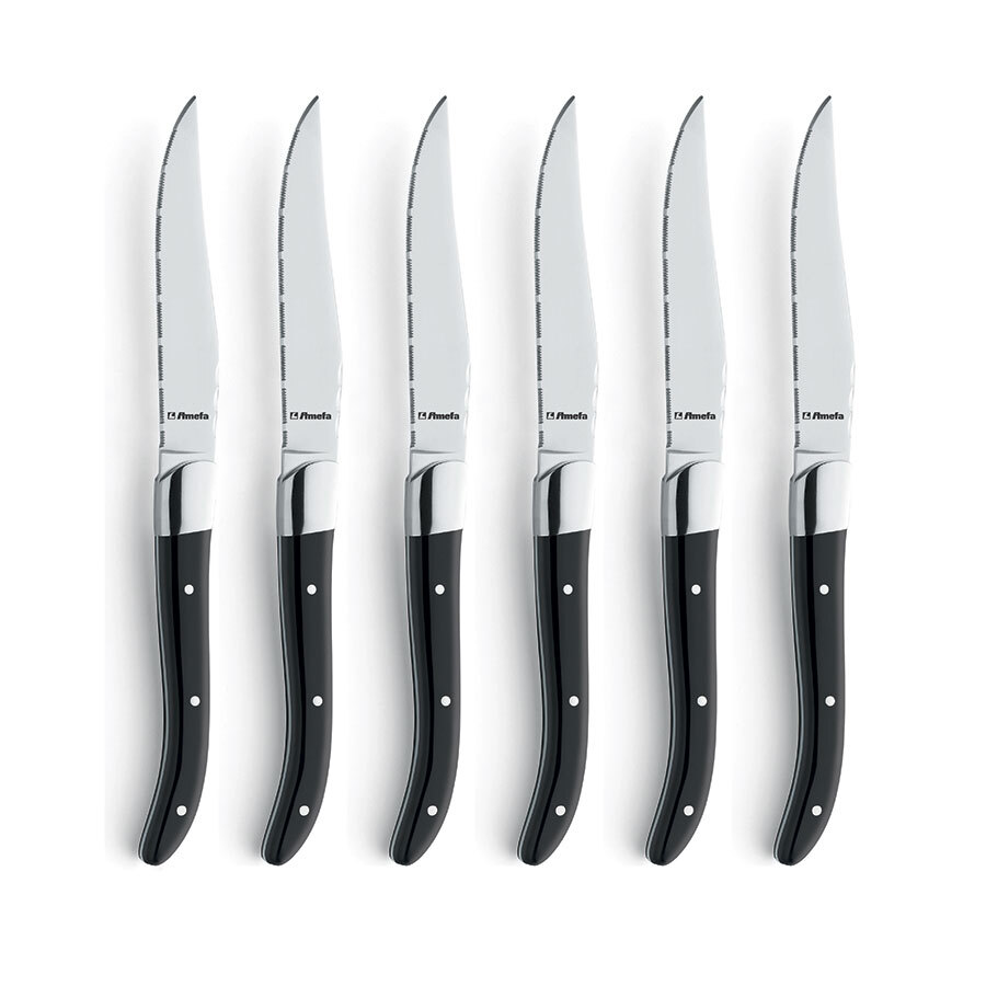 Amefa Royal 13/0 stainless Steel Black Handled Steak Knife Gift Set