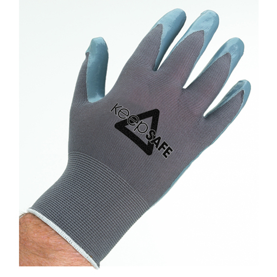 Keep Safe Nitrile Palm Coated Knitwrist Grey Glove