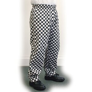 Large Black Check Baggy Chefs Trousers