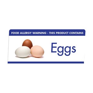 Mileta Buffet White Aluminimum Wipe Clean 10 x 4.5cm Allergen Tent Notice -  Eggs