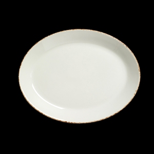 Steelite Brown Dapple Vitrified Porcelain Oval Coupe Plate 28cm (11 Inch)