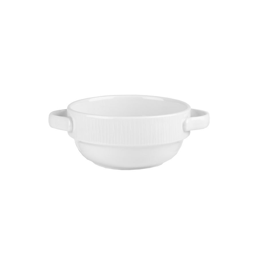 Churchill Bamboo Vitrified Porcelain White Handled Stacking Bowl - 40cl / 14oz