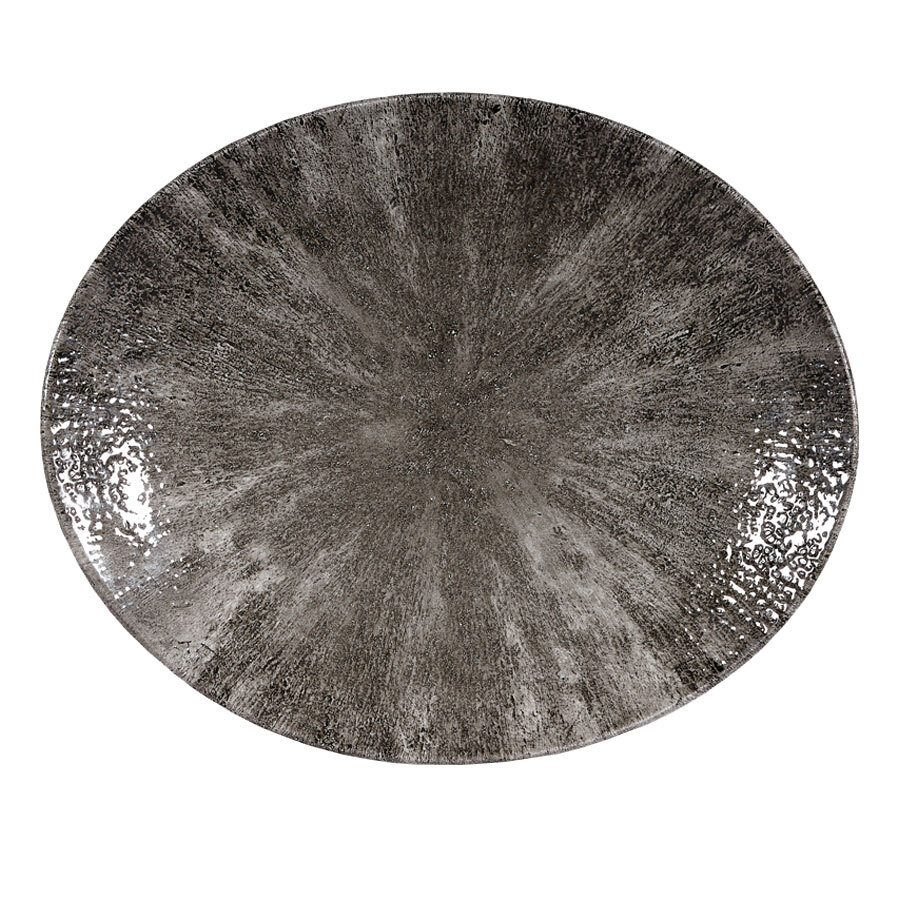 Churchill Studio Prints Stone Vitrified Porcelain Quartz Black Oval Coupe Plate 27x22.9cm