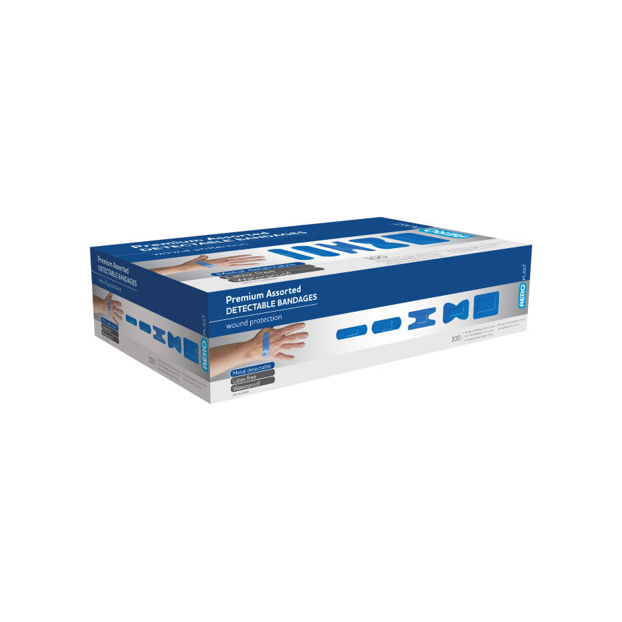 Aeroplast Detectable Assorted Plasters - Box 100