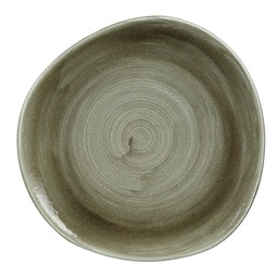 Churchill Stonecast Patina Vitrified Porcelain Burnished Green Organic Round Plate 28.6cm