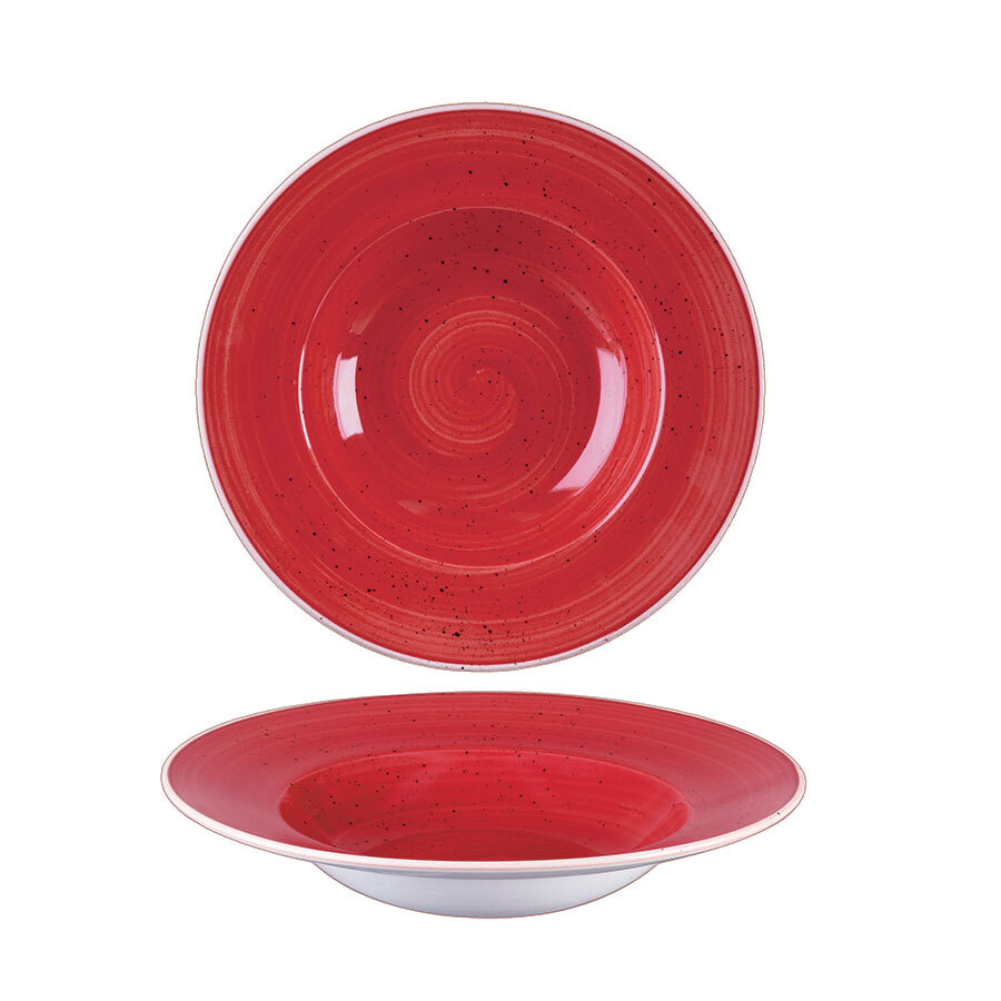 Churchill Stonecast Vitrified Porcelain Berry Red Round Wide Rim Bowl 24cm 28.4cl 10oz