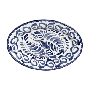 Anfora Puebla Stoneware Blue Oval Platter 27cmx19.7cm