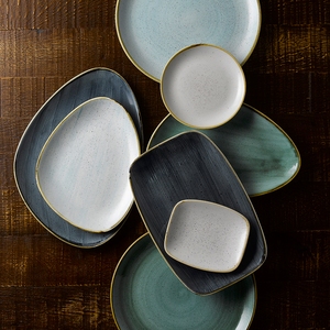 Churchill Stonecast Vitrified Porcelain Blueberry Chefs Oblong Plate 34.4x23.4cm