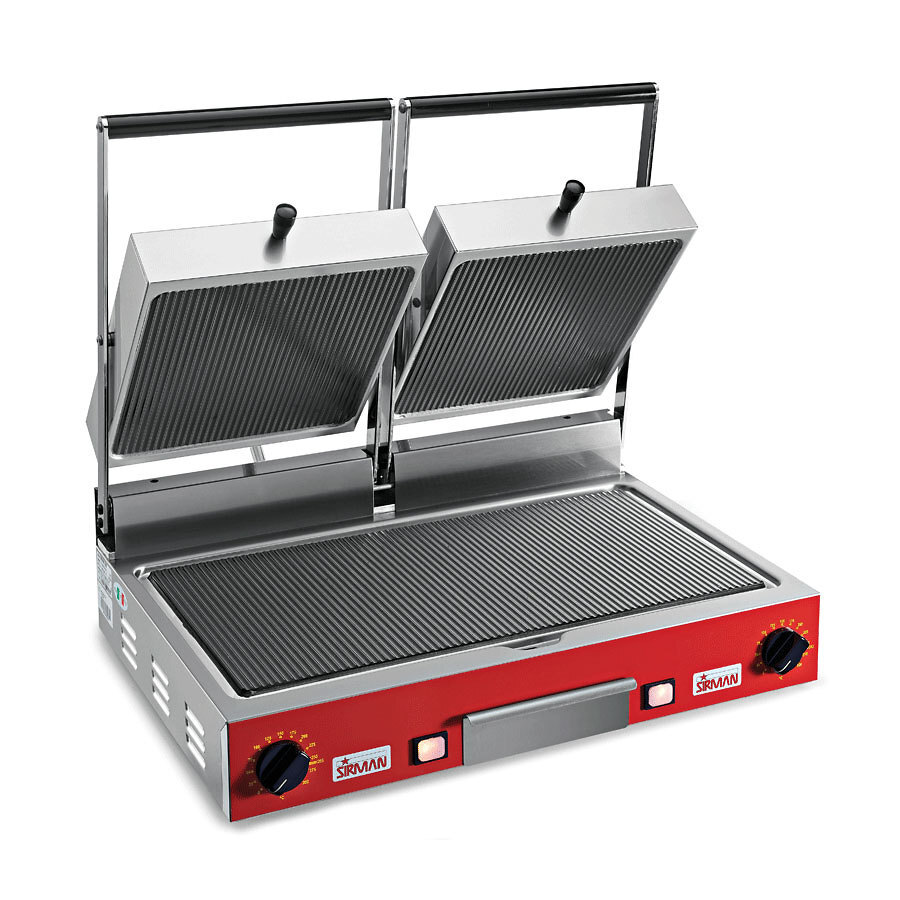 Sirman PDVC RR T Ceramic Double Panini Grill - Ribbed Bottom / Ribbed Top Plates