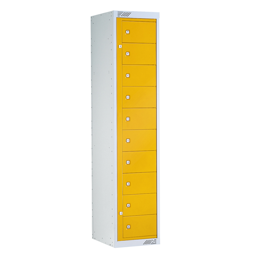 10 Door Garment Dispenser Locker - Grey/Yellow