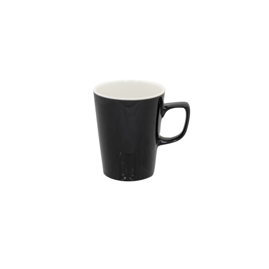Superwhite Café Porcelain Gloss Black Latte Mug 34cl 12oz