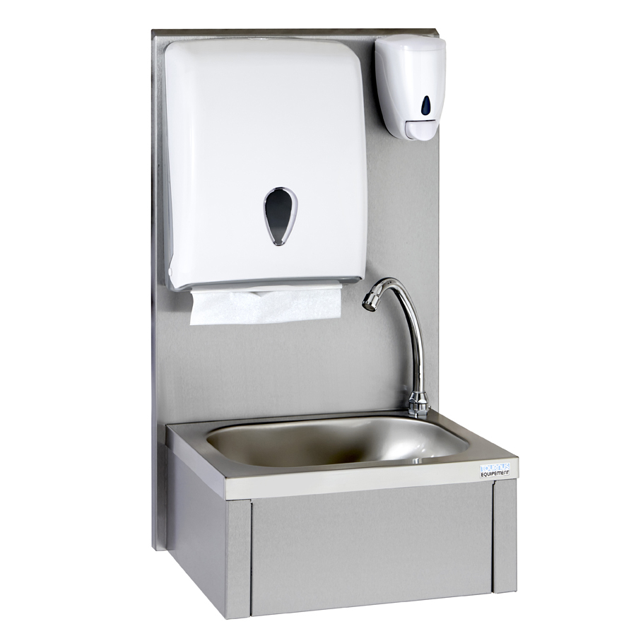 Tournus GC Knee-Operated Handwash Basin with Upstand & Dispensers