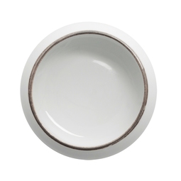Astera Airain Vitrified Porcelain White Metallic Band Organic Round Bowl 16cm