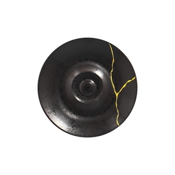 Rak Knitzoo Vitrified Porcelain Dark Grey Round Saucer With Gold Stitch 12cm