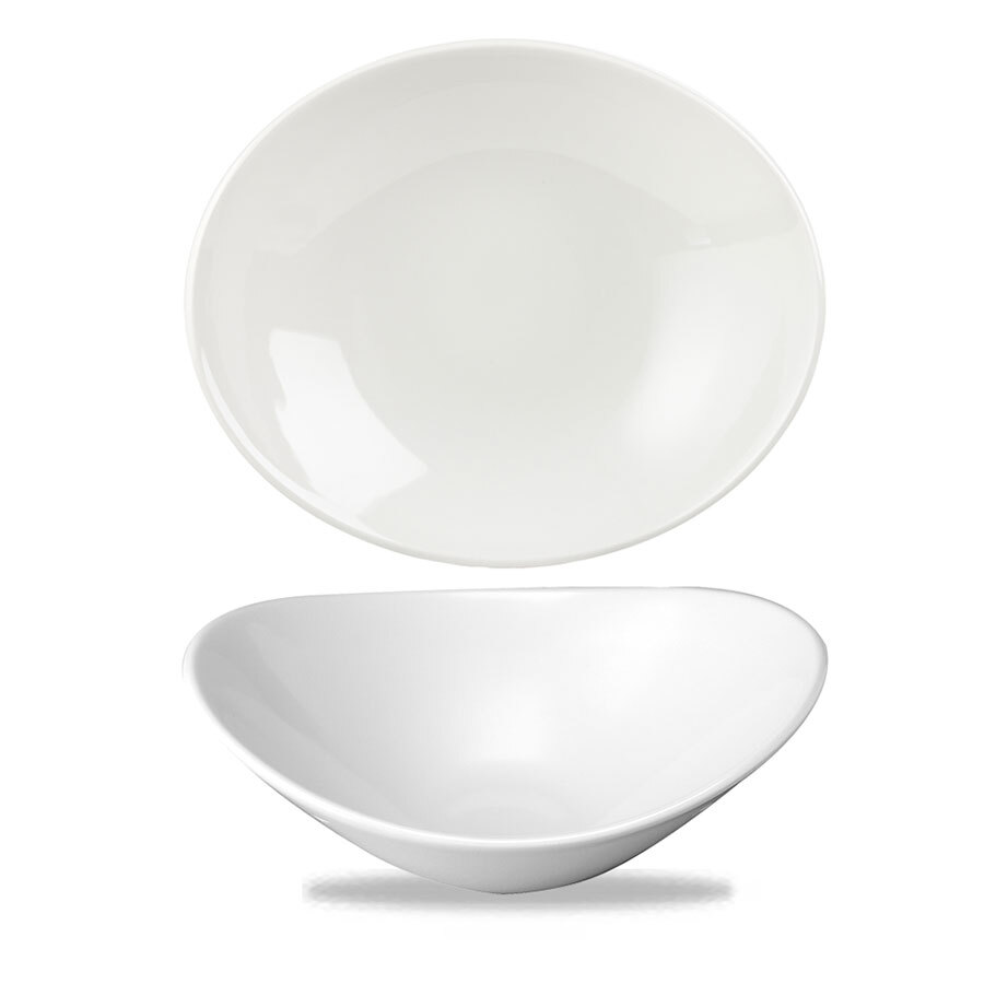 Churchill Orbit Vitrified Porcelain White Oval Coupe Bowl 25.5x21.2cm 59.6cl 21oz