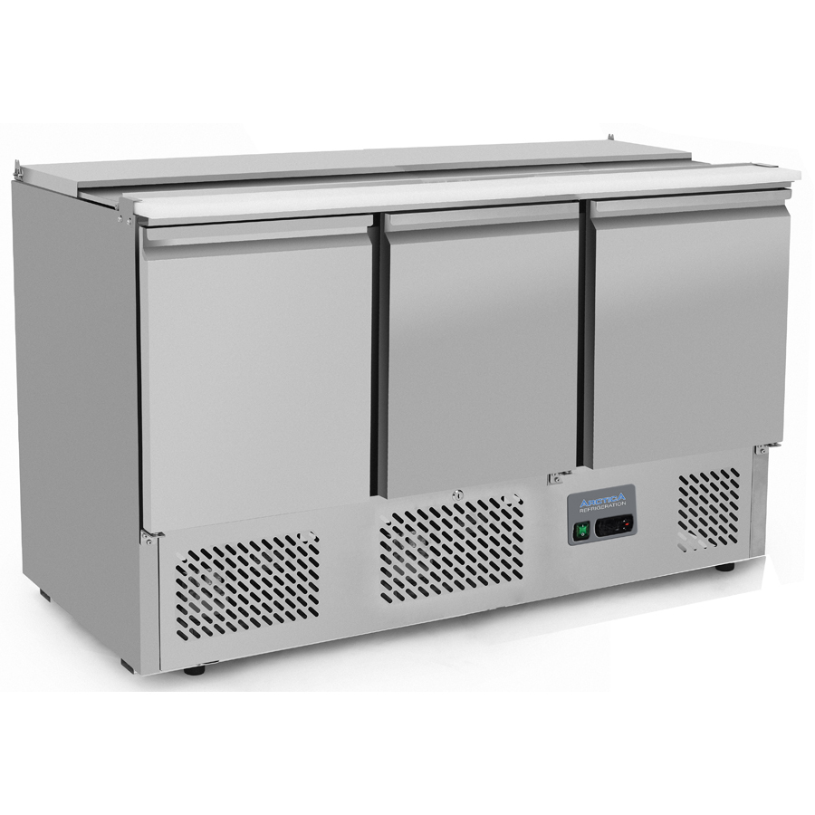 Arctica Refrigerated Saladette Preparation Counter with Polypropylene Work Surface - 3 Door