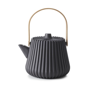 Revol Pekoe Ceramic Dark Metal Teapot With Infuser Basket 12.5x12cm 55cl