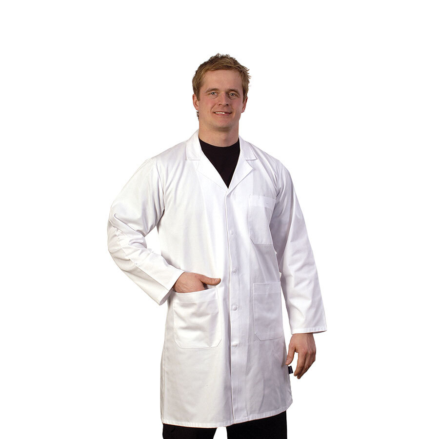 Unisex White Long Sleeve Polycotton Lab Coat With Pockets